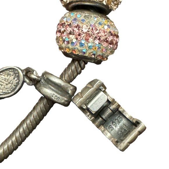 Pandora 925 ALE Sterling Silver Barrel Clasp Snake Chain  Charm Bracelet - Picture 12 of 13